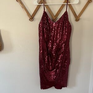 Lulu's Sparkling Burgundy Sequin Mini Dress